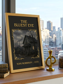 The Bluest Eye Classic Book Art Print by Toni Morrison – framed print on a city-view windowsill