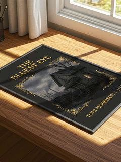 The Bluest Eye Classic Book Art Print by Toni Morrison – print on a sunlit desk