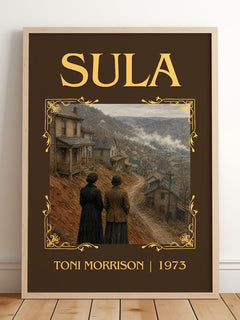 Sula Classic Book Art Print by Toni Morrison – framed print leaning on a wooden floor