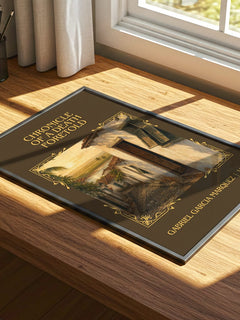 Chronicle of a Death Foretold Classic Book Art Print by G. Márquez – print on a sunlit desk