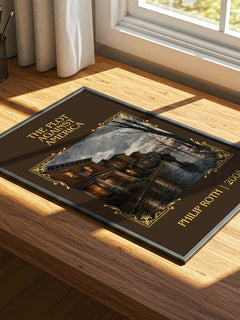 The Plot Against America Classic Book Art Print by Philip Roth – print on a sunlit desk