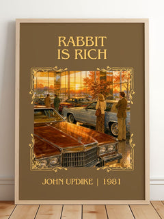 Rabbit Is Rich Classic Book Art Print by John Updike – framed print leaning on a wooden floor