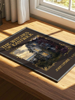 The Witches of Eastwick Classic Book Art Print by John Updike – print on a sunlit desk
