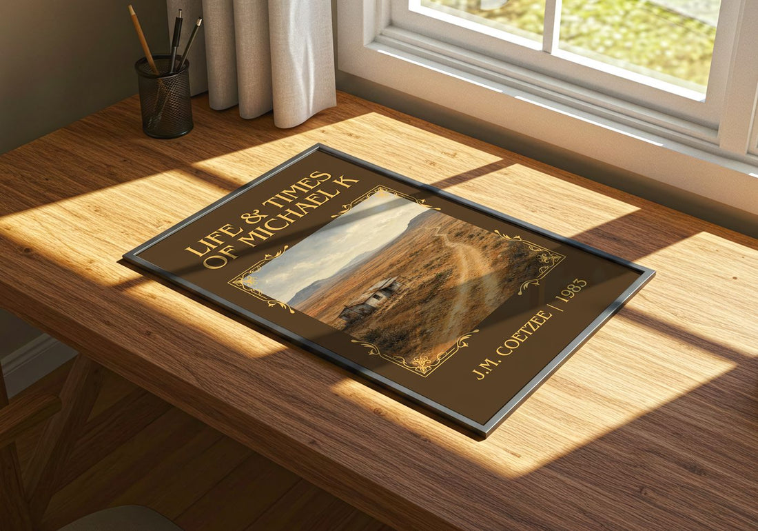 Life & Times of Michael K Classic Book Art Print by J.M. Coetzee – print on a sunlit desk