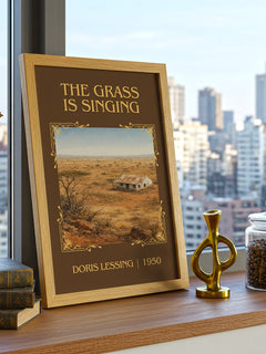 The Grass Is Singing Classic Book Art Print by Doris Lessing – framed print on a city-view windowsill