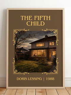 The Fifth Child Classic Book Art Print by Doris Lessing – framed print leaning on a wooden floor