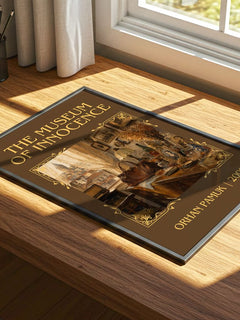 The Museum of Innocence Classic Book Art Print by Orhan Pamuk – print on a sunlit desk