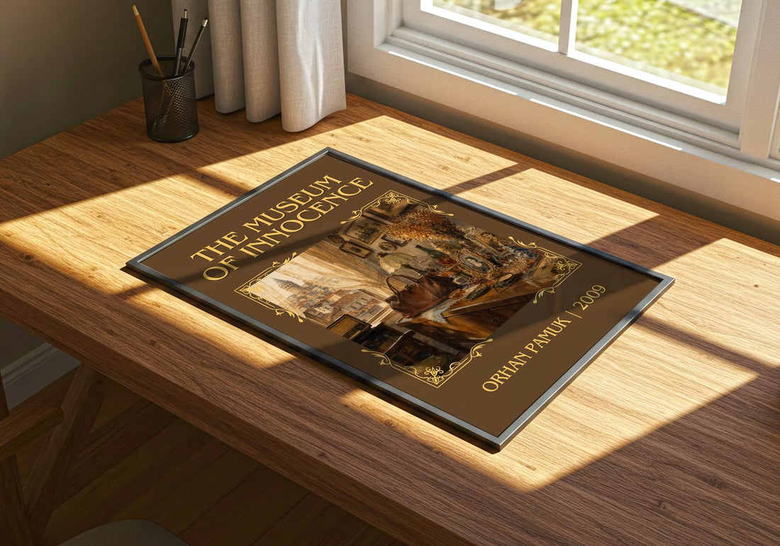 The Museum of Innocence Classic Book Art Print by Orhan Pamuk – print on a sunlit desk