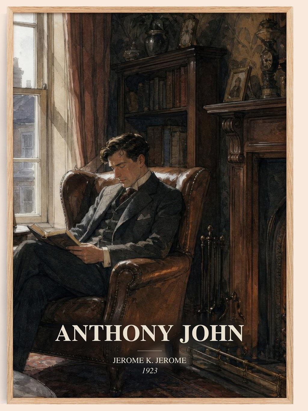 Anthony John watercolour book poster by Jerome K. Jerome – framed literary art print