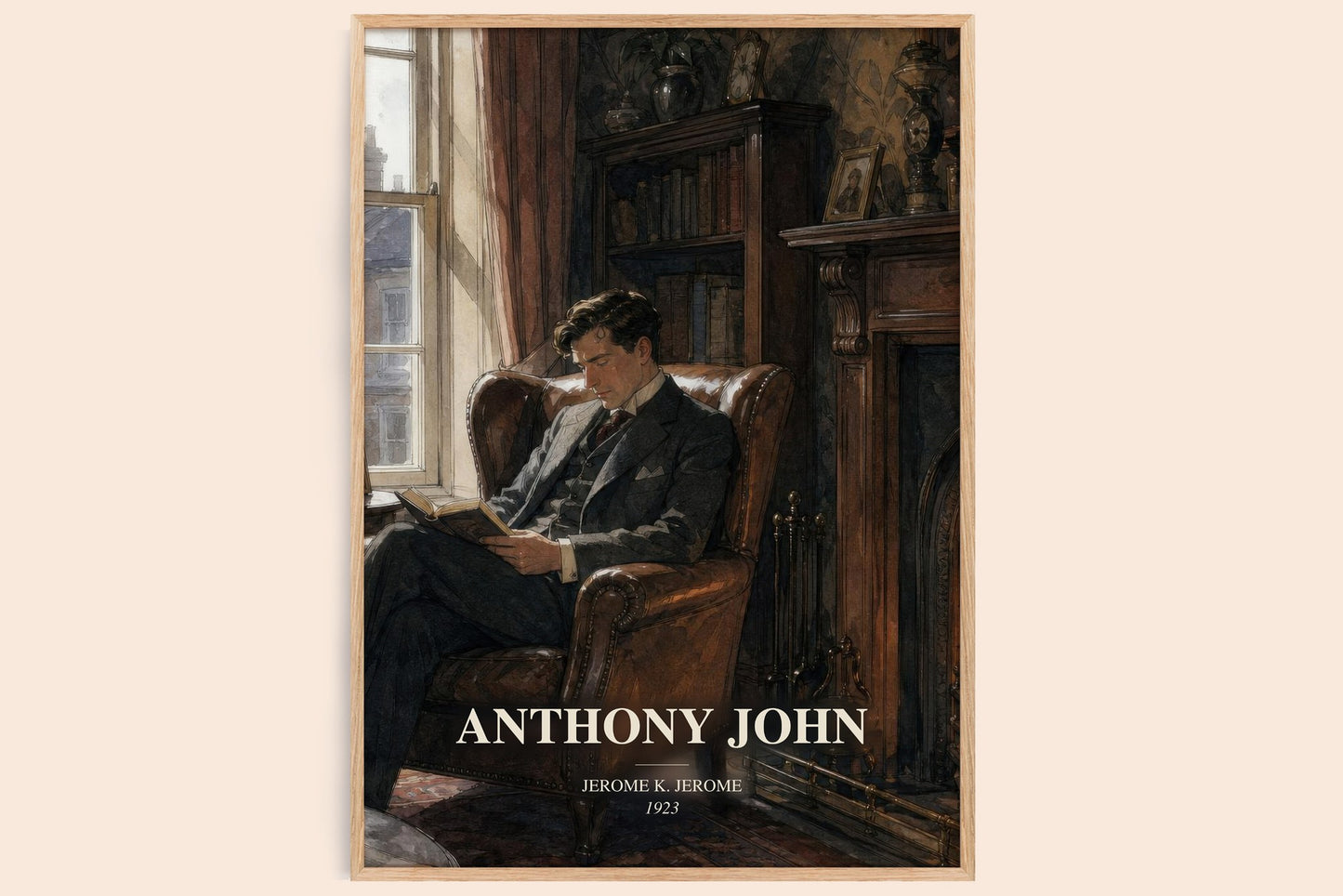 Anthony John watercolour book poster by Jerome K. Jerome – framed literary art print