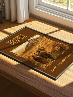 War of the End of the World Classic Book Art Print by M. Llosa – print on a sunlit desk