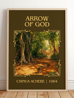 Arrow of God Classic Book Art Print by Chinua Achebe – framed print leaning on a wooden floor