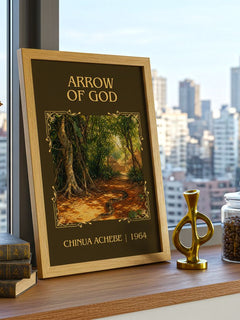 Arrow of God Classic Book Art Print by Chinua Achebe – framed print on a city-view windowsill