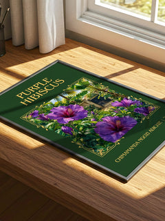 Purple Hibiscus Classic Book Art Print by Chimamanda Ngozi Adichie – print on a sunlit desk