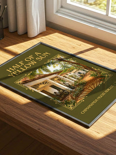 Half of a Yellow Sun Classic Book Art Print by C. Adichie – print on a sunlit desk