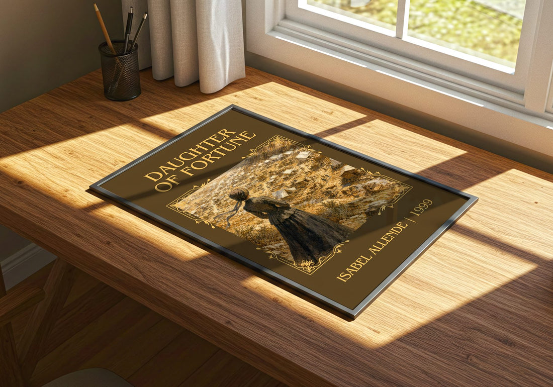 Daughter of Fortune Classic Book Art Print by Isabel Allende – print on a sunlit desk