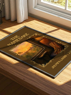 The Namesake Classic Book Art Print by Jhumpa Lahiri – print on a sunlit desk