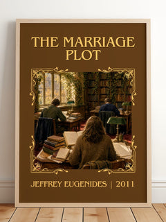 The Marriage Plot Classic Book Art Print by Jeffrey Eugenides – framed print leaning on a wooden floor