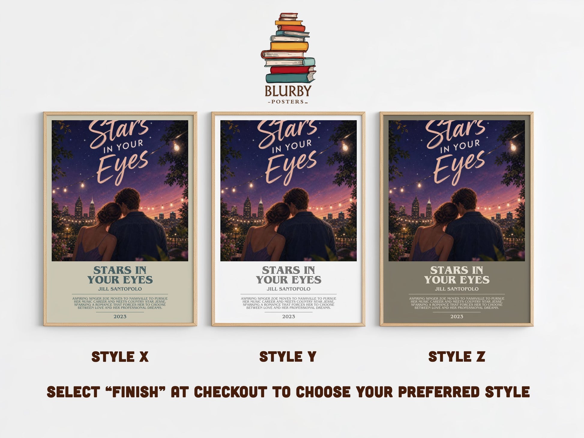 Stars In Your Eyes bookish print in frame leaning in hallway – young adult wall art