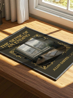 The Sense of an Ending Classic Book Art Print by Julian Barnes – print on a sunlit desk