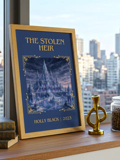 The Stolen Heir Classic Book Art Print by Holly Black – framed print on a city-view windowsill