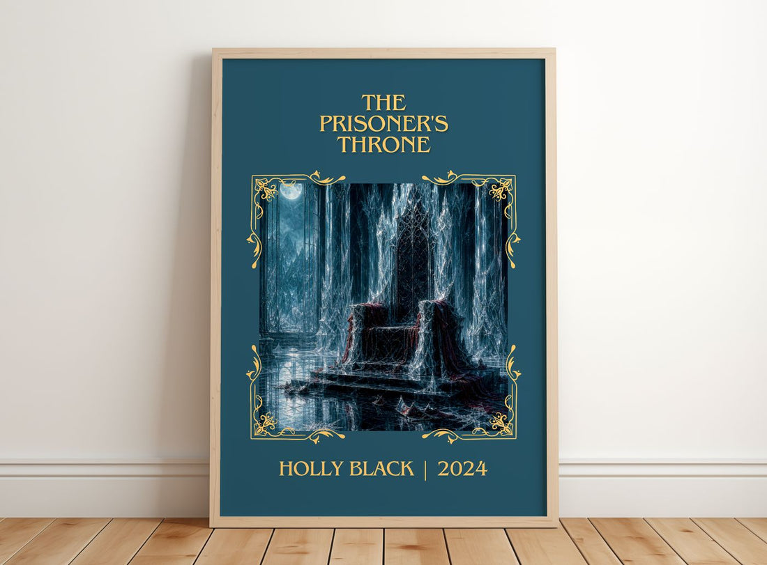 The Prisoner's Throne Classic Book Art Print by Holly Black – framed print leaning on a wooden floor