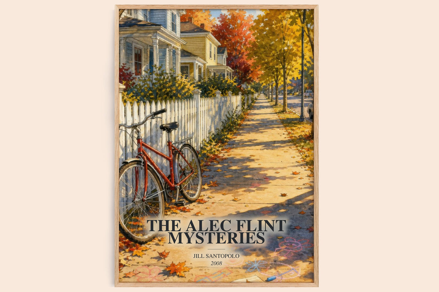 The Alec Flint Mysteries watercolour book poster by Jill Santopolo – framed literary art print