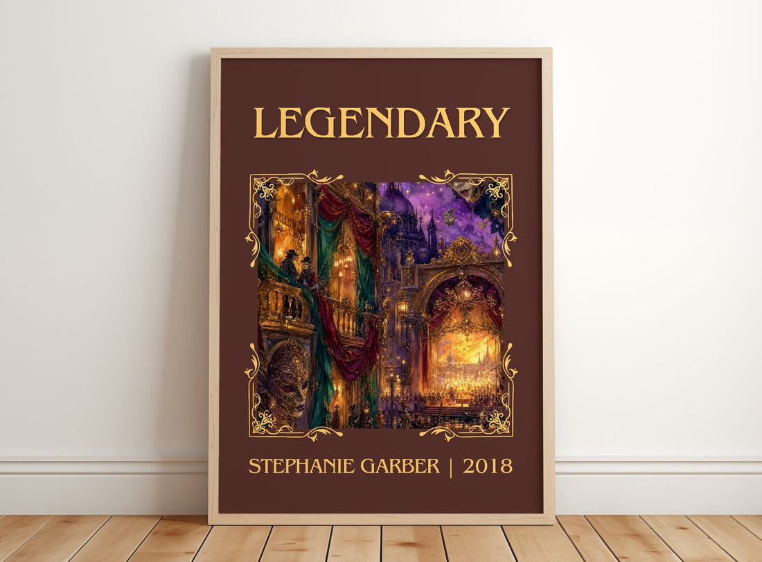Legendary Classic Book Art Print by Stephanie Garber – framed print leaning on a wooden floor