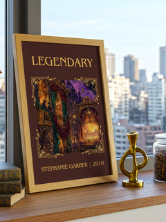 Legendary Classic Book Art Print by Stephanie Garber – framed print on a city-view windowsill
