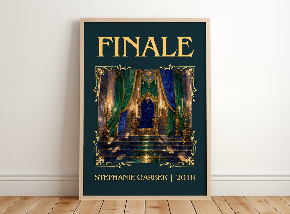 Finale Classic Book Art Print by Stephanie Garber – framed print leaning on a wooden floor