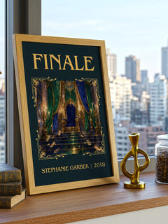 Finale Classic Book Art Print by Stephanie Garber – framed print on a city-view windowsill