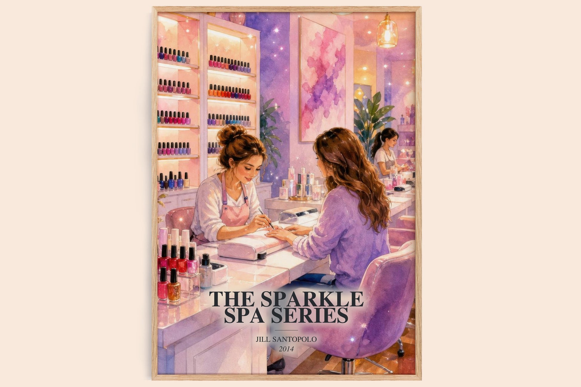 The Sparkle Spa Series watercolour book poster by Jill Santopolo – framed literary art print