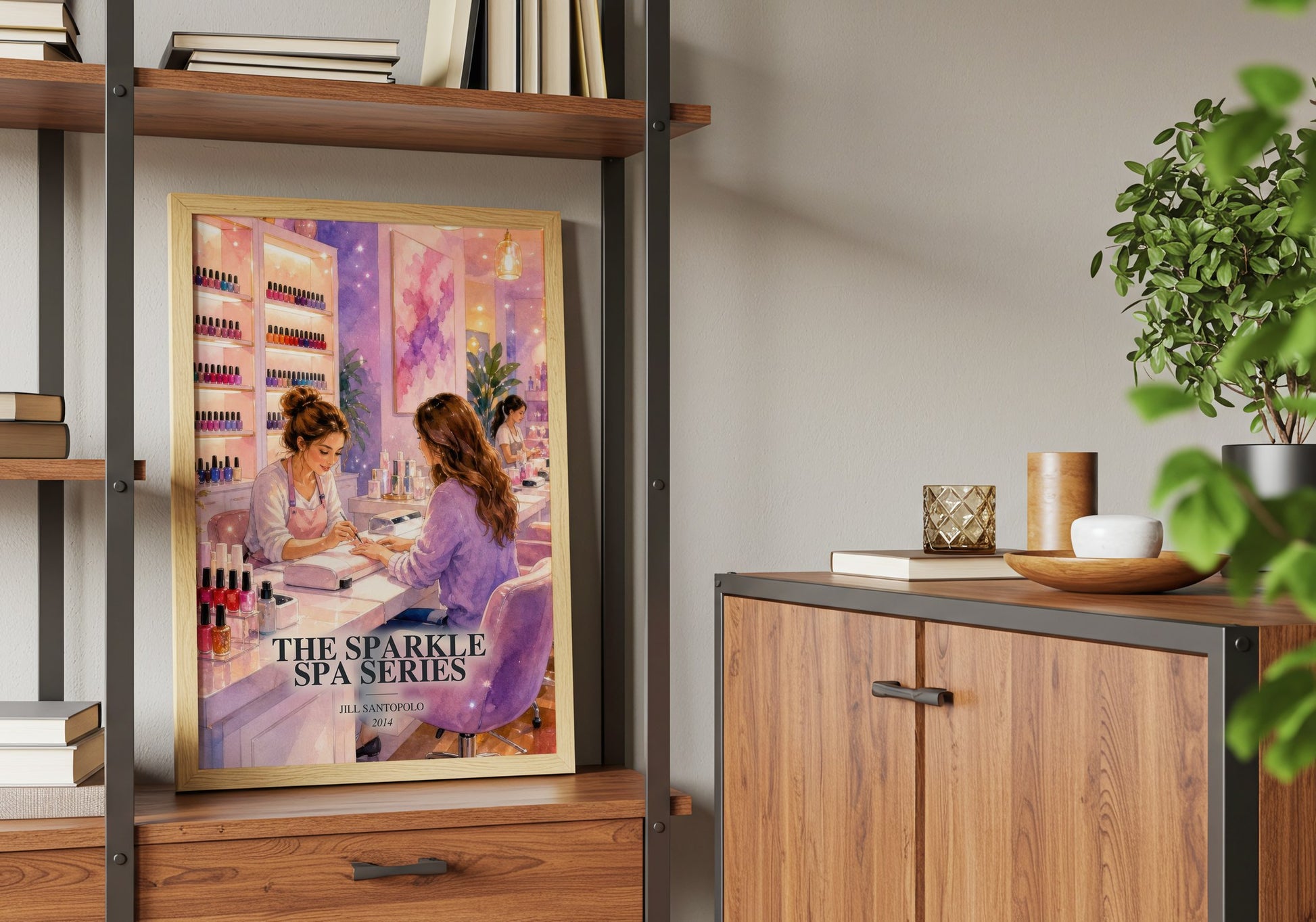 The Sparkle Spa Series book watercolour illustration paper finish options – matte satin gloss