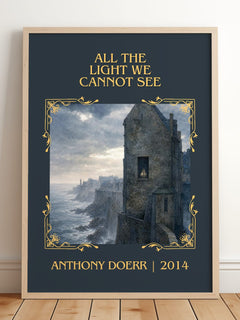All the Light We Cannot See Classic Book Art Print by Anthony Doerr – framed print leaning on a wooden floor
