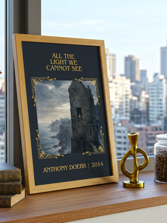 All the Light We Cannot See Classic Book Art Print by Anthony Doerr – framed print on a city-view windowsill