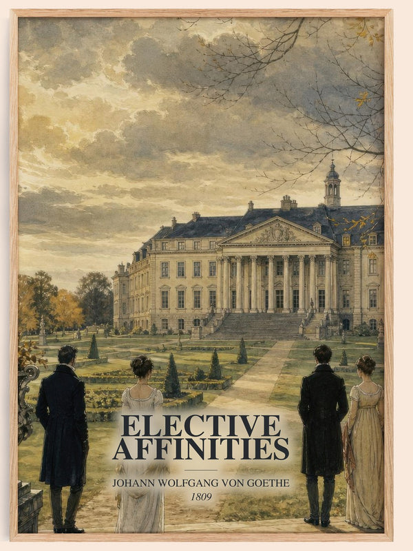 Elective Affinities watercolour book poster by Johann Wolfgang Von Goethe – framed literary art print