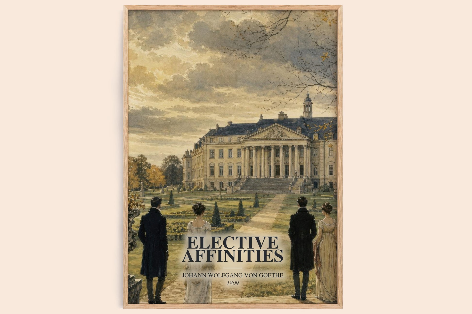 Elective Affinities watercolour book poster by Johann Wolfgang Von Goethe – framed literary art print