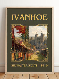 Ivanhoe Classic Book Art Print by Sir Walter Scott – framed print leaning on a wooden floor