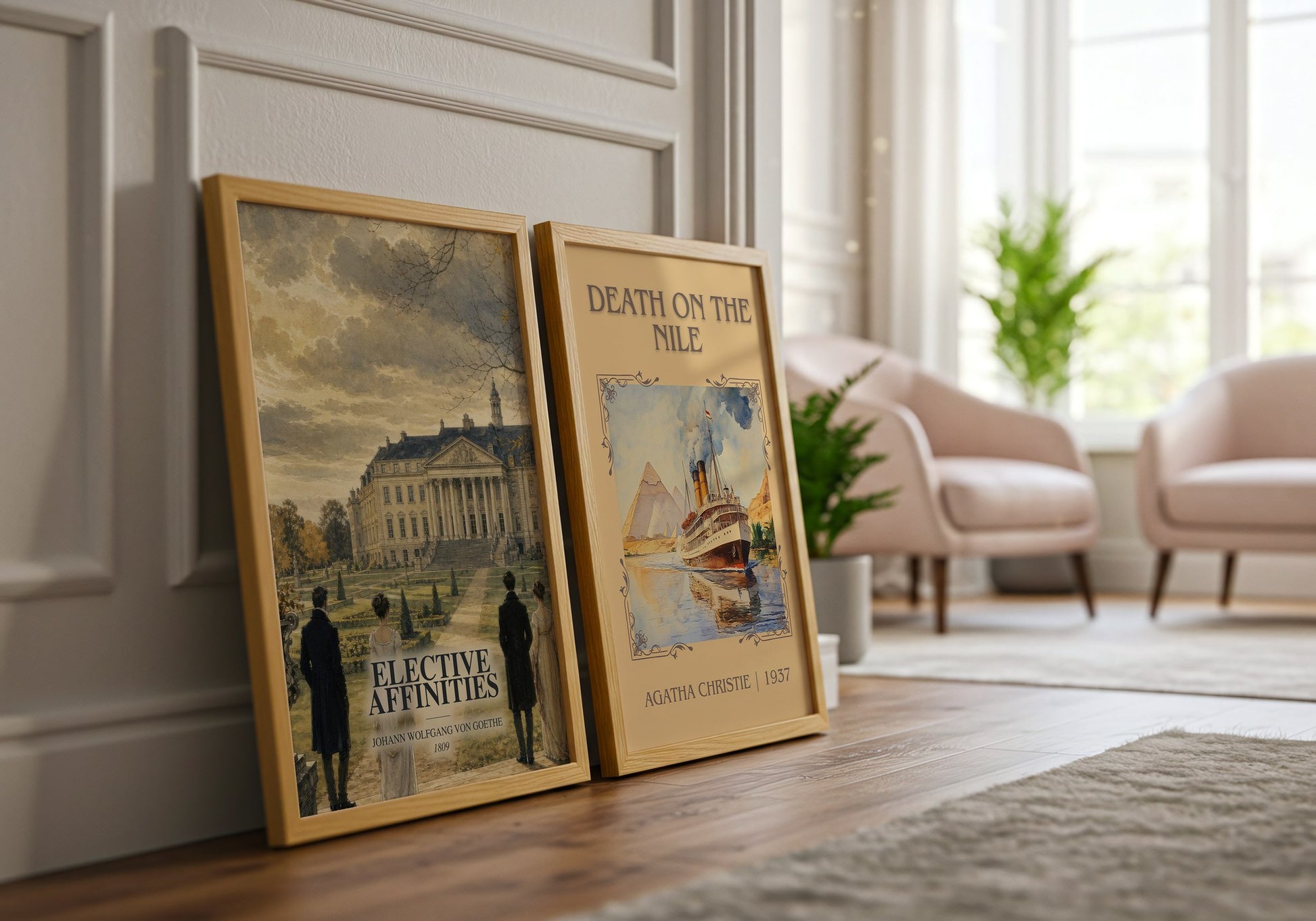 Elective Affinities watercolour print framed by window – literary home decor