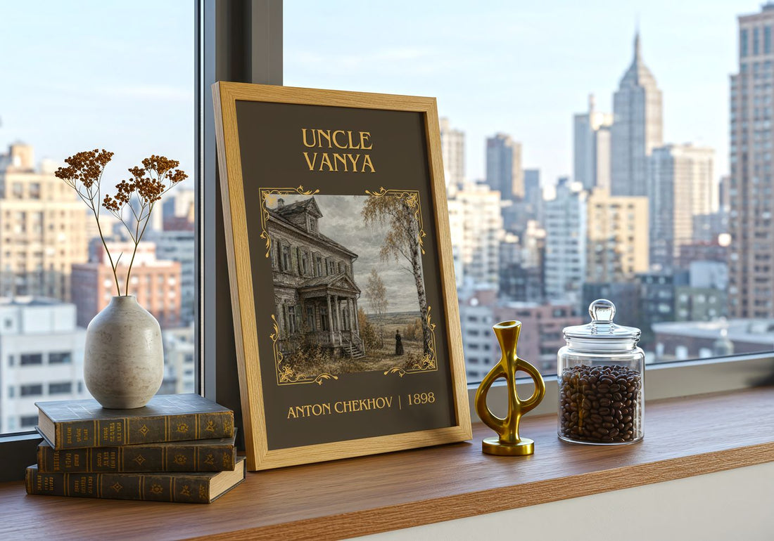Uncle Vanya Classic Book Art Print by Anton Chekhov – framed print on a city-view windowsill