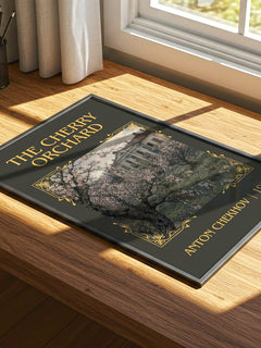 The Cherry Orchard Classic Book Art Print by Anton Chekhov – print on a sunlit desk