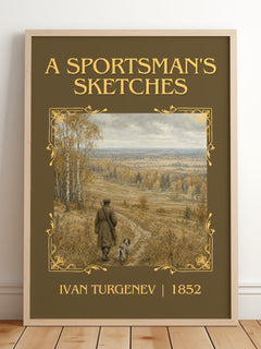 A Sportsman's Sketches Classic Book Art Print by Ivan Turgenev – framed print leaning on a wooden floor