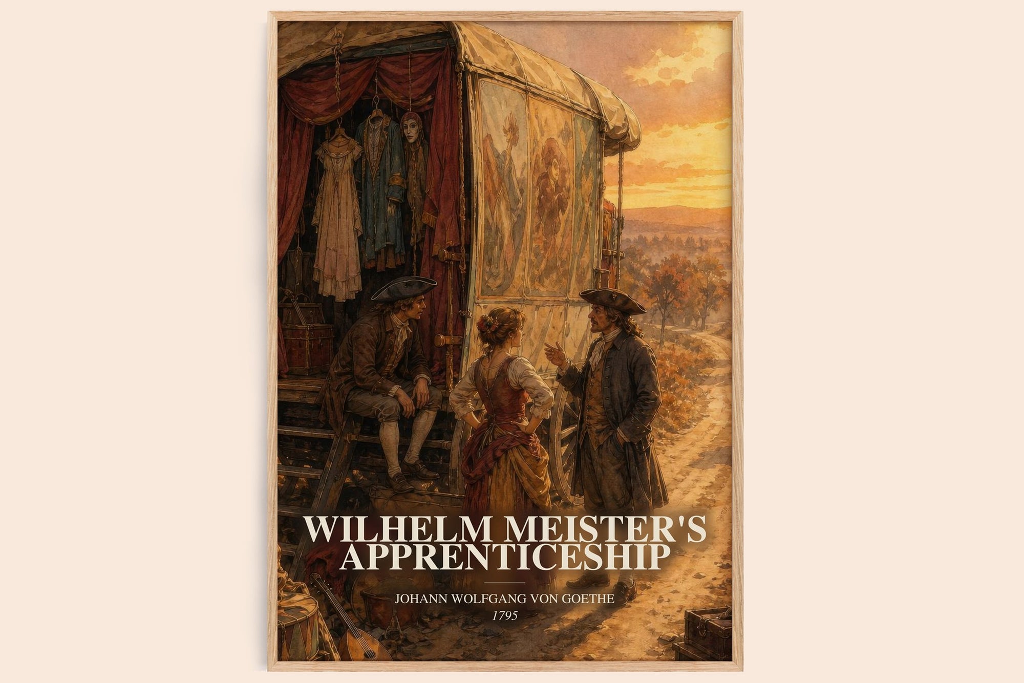 Wilhelm Meister'S Apprenticeship watercolour book poster by Johann Wolfgang Von Goethe – framed literary art print