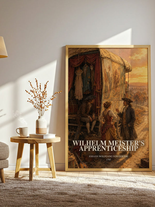 Wilhelm Meister'S Apprenticeship watercolour print in frame leaning in hallway – classic literature wall art
