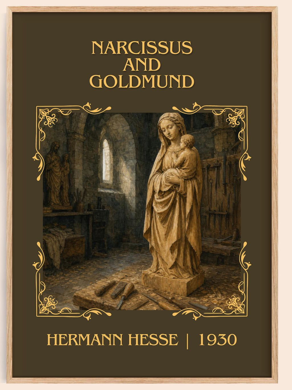 Narcissus and Goldmund Classic Book Art Print by Hermann Hesse – book poster