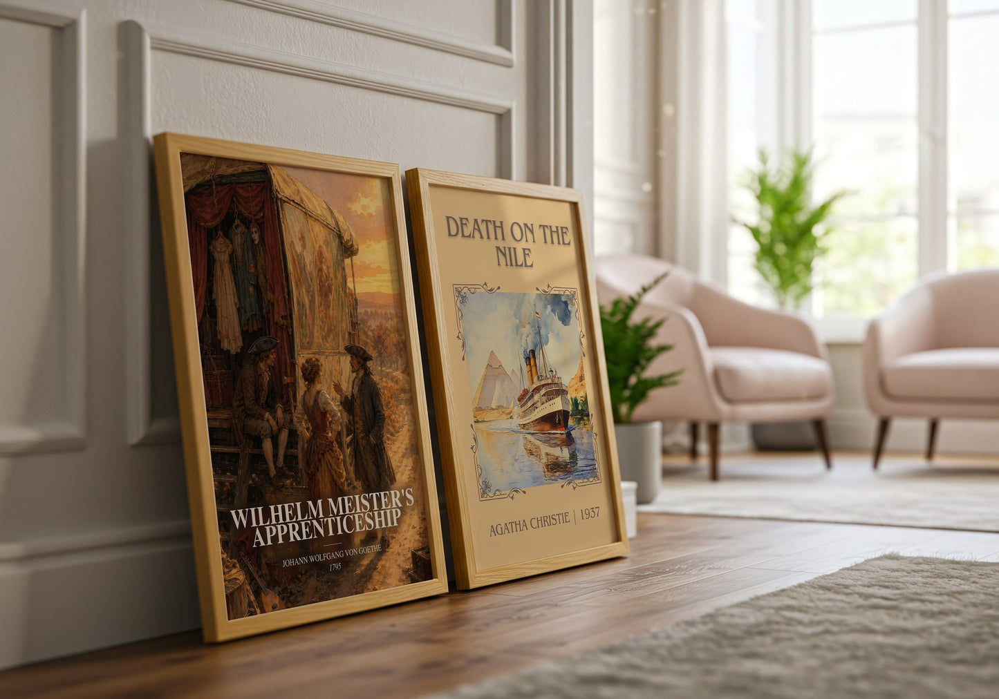 Wilhelm Meister'S Apprenticeship watercolour print framed by window – literary home decor