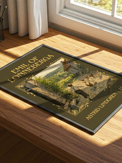 Emil of Lönneberga Classic Book Art Print by Astrid Lindgren – print on a sunlit desk