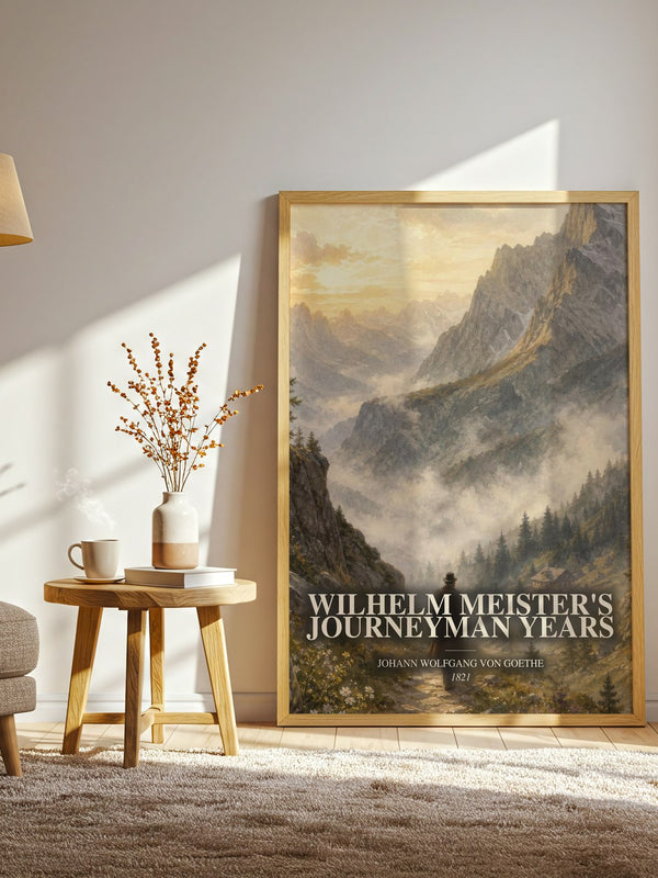 Wilhelm Meister'S Journeyman Years watercolour print in frame leaning in hallway – classic literature wall art