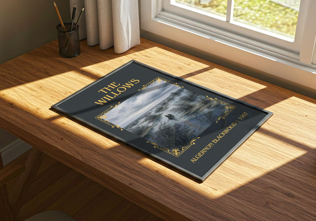 The Willows Classic Book Art Print by Algernon Blackwood – print on a sunlit desk