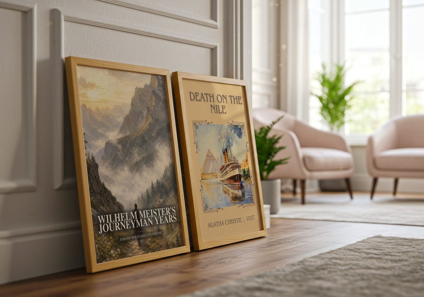 Wilhelm Meister'S Journeyman Years watercolour print framed by window – literary home decor